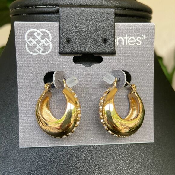 Thick Gold/Crystal Hoops Daisy Fuentes Fashion Earrings $16ea / 3 for $25 - Picture 7 of 8